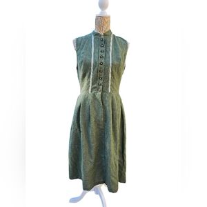 Vintage dirndl dress high neck button green 44 US 12 tracht